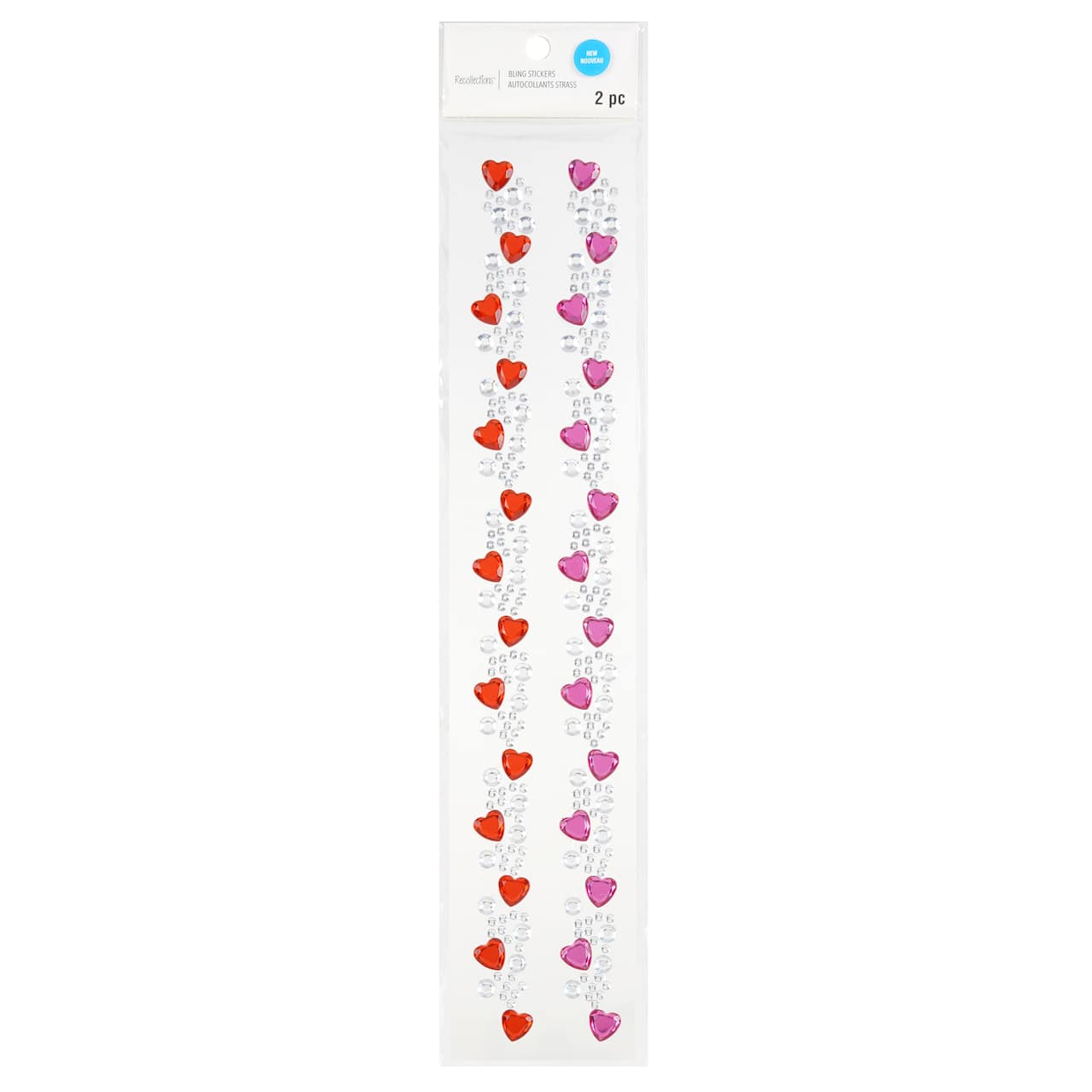 12 Packs: 2 ct. (24 total) Hearts Strip Bling Stickers by Recollections™